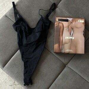 Skims black low back bodysuit shapewear